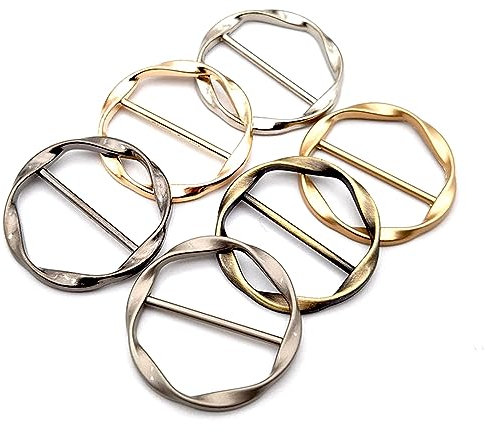 ZKGYUS 6 Stück Metall T Shirt Clips Seiden Schal Ring Clip T Shirt Krawatten Clips Kleidungs Eckknopf Metall runder Kreis Clip Schnalle Kleidungsring Wickelhalter für Frauen und Mädchen
