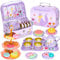 Hnyoou Tea Set for Toddlers, 33 Pcs Kids Tea Set Tea Sets for Children, Tea Party set for Children Kids with Food Dessert Tray Teapot Kitchen Accessories for Boys Girls Pretend Play Age 3 Years(Fox)