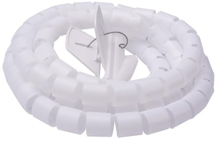 A2ZWORLD Spirale Avvolgi Cavo Flessibile, Guaina Raccogli Cavi Spiralato, Organizza Gestione dei Cavi, Clip Fermaglio Guidafilo Incluso, Lunga 180cm (D25mm, Bianco)