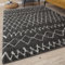 THE RUGS Modern Moroccan Design Living Room and Bedroom Rugs, Non-Shedding & Easy Care (Tangier Dark Grey/Ivory, 80x150 cm)
