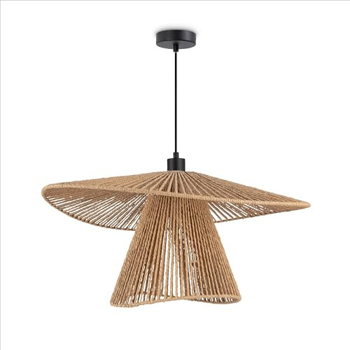 Paco Home LED Pendellampe Wohnzimmer Pendelleuchte Esszimmer Hängeleuchte Küche Lampenschirm Papier Deko Boho Style E27, Farbe:Schwarz, Leuchtenart___Farbe:Typ 6