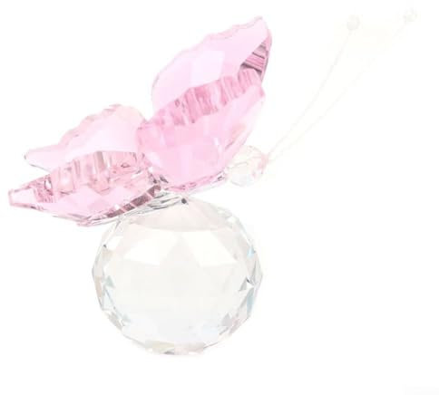 Kristall-Schmetterling-Ornamente, zum Basteln, schillernder Kristall-Briefbeschwerer, verschönert die Schönheit des Wohnraums, Schmetterlings-Ornamente, Hochzeitsdekoration (Rosa)