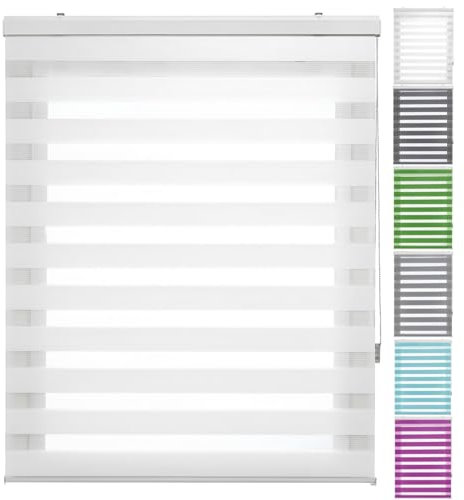 Doppelrollo ohne Bohren 65 x 240 cm Einfache Installation, Sonnenschutz Rollos Für Fenster Ohne Bohren Größe und Farbe wählbar für Tür & Fenster, Weiß