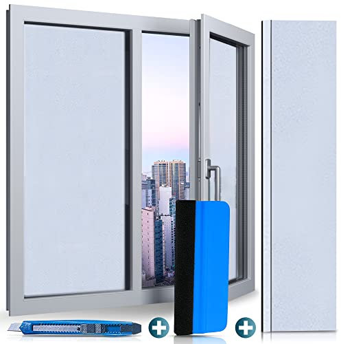 WindowShield® Fensterfolie Blickdicht | Milchglasfolie selbsthaftend | Selbstklebende Sichtschutzfolie Fenster Blickdicht | Anti-UV Privatsphäre Sichtschutz | für Bad, Büro, Wohnzimmer | 90 x 400 cm