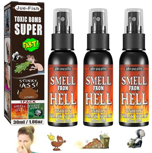 Cinsersr 3 Flasche Stinkbomben, Fart Spray, Furzspray, Pupsspray, Furz Spray Stinkbombe Arsch Streich, Stinkbombe Halloween Streichspielzeug für Furzende Kinder Und Erwachsene (Penetranter Geruch).