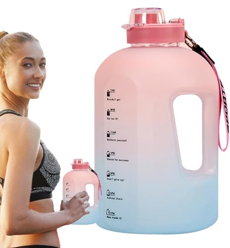 Botellas de agua motivacionales – Botella de agua por hora, rastreador de botellas de agua deportivas | Botella de agua de hidratación gradiente de 2,2 l, botella de agua indicadora de tiempo para el
