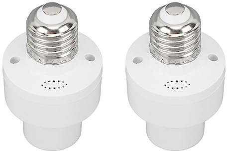 AUNMAS Smart Lamp Holder Light Bulb Socket E27 Screw Base Adapter Compatible with Led CFL Halogen Bulbs Up to 60W Voice Controlled for Outdoor Dusk to Dawn Lighting