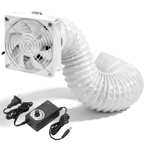 4in Fume Extractor, Air Exhaust/Blower Fan Kit with 6.5ft Dryer Hose Kit, 3000RPM 12038 DC12V Dual Ball Bearings, for 3D Printer, 3D Laser, Grow Tent - White