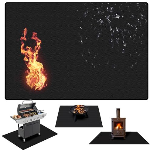 Tapis Barbecue Sol 150 * 100cm Résistant à l'huile au Glissement Feu Imperméable Tapis de Protection de Sol pour L'extérieur Ies Pelouses et Les Terrasses