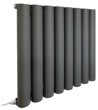 Anthracite Taurus Semi-Circular Electric Horizontal Aluminium Radiator - 555mm (w) x 600mm (h) - 500w PTC Element