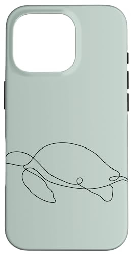 Turtle Minimalistic Abstract Line Art Salbeigrün Pastellsüß Hülle für iPhone 16 Pro