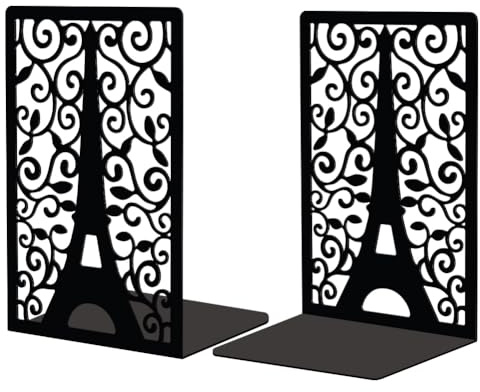 Peacoblue Buchstütze Dekorativ Modern Pariser Eiffelturm Metall Buchstützen für Schwere Bücher 13.5x10.9x20.1cm, Bücherhalter für Heimdekoration, Bücherregal & Büro - 1 Paar