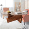MARIYCH Mesa de Centro Redonda, Mesa de Centro con Tapa de Cristal rústico de 80 cm, Mesa de cóctel con Base de Madera, Mesa de salón Moderna, Mesa Central Decorativa