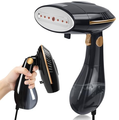 ZStarlite Steamer Dampfglätter 1500W, Dampfbürste Steamer Schnelles Erwärmung 25G/Min Dampf, Faltbar, Hemdenbügler Bügeleisen Dampf Bügelmaschine für Büro, Zuhause, mit Bügelhandschuh - Schwarz