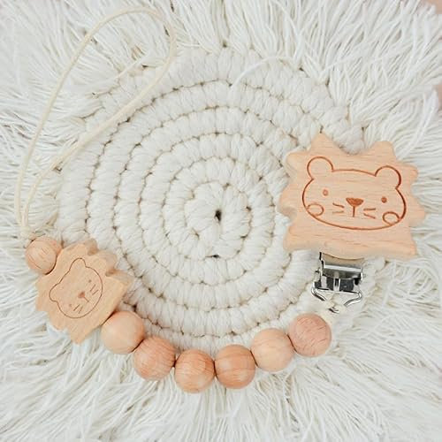 Baby Schnullerkette Clip,Suuwwn Schnullerkette Junge Schnullerkette mädchen Trinkbecher Halteriemen für/Kinderwagen/Babytrage/Autositz(Der Löwe)