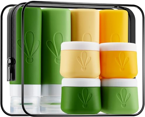 INSFIT Travel Bottles for Toiletries 8pack, CAA Approved Travel Size Toiletries, 90ML Travel Containers for Toiletries 60ML Cream Jars, Leak Proof Travel Size Containers Airplane Essentials