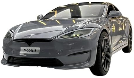 JHEONC Druckguss Simulation Modell 1:24 Für Tesla Model S Legierung Auto Druckguss Sound & Licht Simulation Erwachsene Klassische Ornamente Sammlung Display Hobby Ornament Display