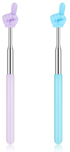 Piriuuo 2 Stück Zeigestab Ausziehbar, Bunte Fingerform Zeigestock delstahl Kinder Ausziehbarer Zeigestab Teleskop Lehrer Zeiger Mini Einziehbar Klassenzimmer Zeiger Unterricht Vorführungen, Blau, Lila