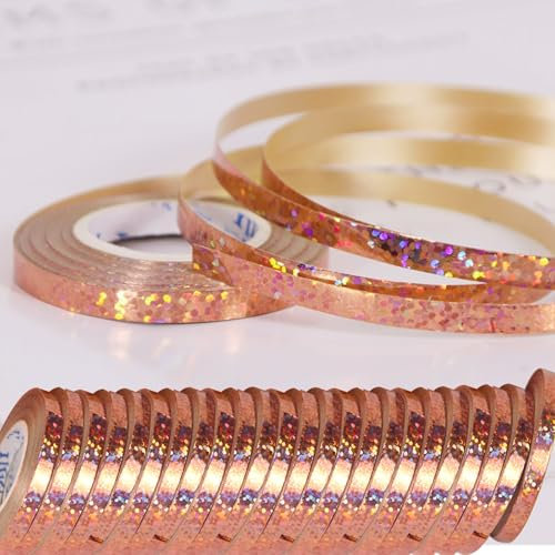 wenweo 240 Meter Luftschlangen Geburtstag, 24 Rollen Luftschlangen Rosegold mit Leuchtenden Farben können für Geburtstags Deko, Ballonband, Silvester Deko, Hochzeit Deko, Geschenkband