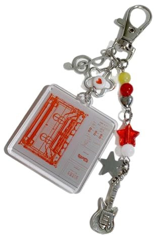 TSMORY Rock inspirierter, vielseitiger Schlüsselanhänger für Modebegeisterte und Musikliebhaber mit einzigartigem Design und robusten Materialien, rot, 11 cm