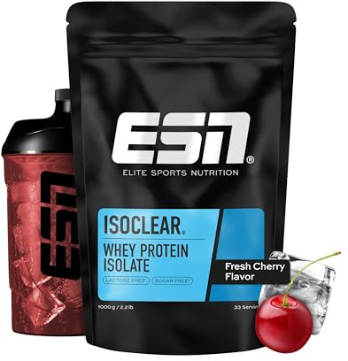 ESN ISOCLEAR Whey Isolate Protein Powder, Cerise, 1000 g | Boisson protéinée au goût fruité et délicieux, clear Whey - fabriqué en Allemagne