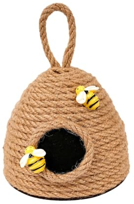 Generisch Runde Wabe Bienenfest-hängeornament Thema Wanddekoration Aus Holz Bienendekor Dekorative Wabe Gewebte Wabe Biene Küchendekoration Garten Vogelhaus Stroh Draussen Das Schild