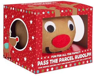 RSW Christmas Pass The Parcel Rudolph – Festive Party Game with Hats, Forfeits & Gifts – Fun Family Christmas Game Novelty