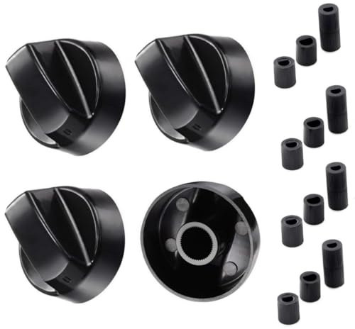 Zpeiran Schaltknöpfe,4 Stück Drehknopf Herd Drehgriff Knebel 42mmØ mit 6mm Adaptern,Schwarz Knöpfe & Schalter,für alle Arten von Ofen, Herd & Kochfeld