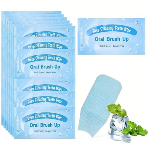 20Pcs Disposable Wipe Oral Finger Brush Up Teeth Cleaning Tools Portable Disposable Toothbrush Teeth Whitening Strips for Oral Deep Cleaning Treatments