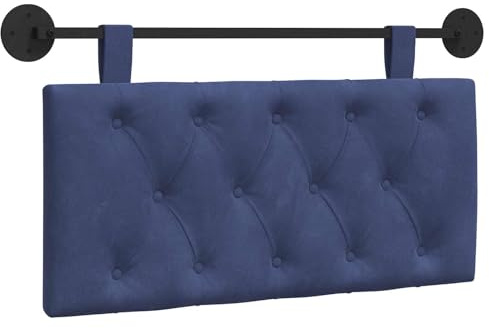 vidaXL Hängendes Kopfteil Polizeiblau Samt, Schlafzimmer, modernes Wand-Kopfteil, rechteckig mit Samtbezug, gesteppt, Holzwerkstoff, platzsparende Dekoration
