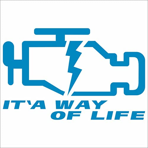 JINTORA - Autoaufkleber Tuning - Auto Aufkleber - Check Engine Light is a Way of Life - 153x99 mm - Auto Sticker Bus Fenster Heckscheibe Camper wetterfest Outdoor Sticker Auto Deko - hellblau