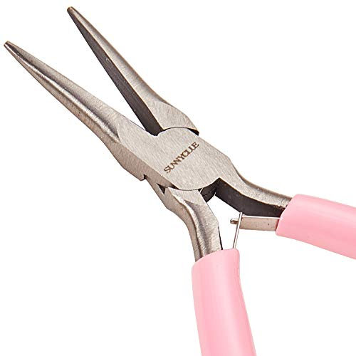 SUNNYCLUE Pinze a catena lunga da 5 pollici per fare gioielli, strumenti con ganasce piatte, mini pinze di precisione per fare gioielli, perline e forniture per hobby