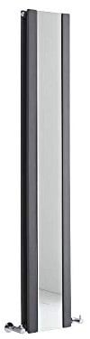 Milano Icon Anthracite Vertical Double Flat Panel Radiator Full Length Mirror - 1600mm x 265mm