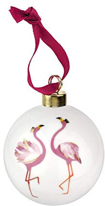 Portmeirion Home & Gifts Boule de Noël Flamant Rose, céramique, Multicolore, 9 - SMF79011-XG