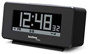 technoline WT295 Funkwecker mit positiv-und Negativ-Display, Kunststoff, Matt Schwarz, 120 x 57 x 45mm
