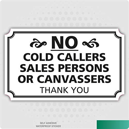 2 x No Cold Callers Canvassers Salesman Front Door Sign Sticker Various Options (No Cold Callers 100mm x 60mm)
