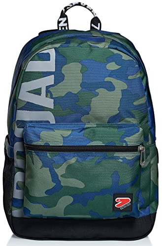 Seven Zaino Seven, The Double Pro, Camouflage Royal, con Power Bank, Scuola e Tempo Libero