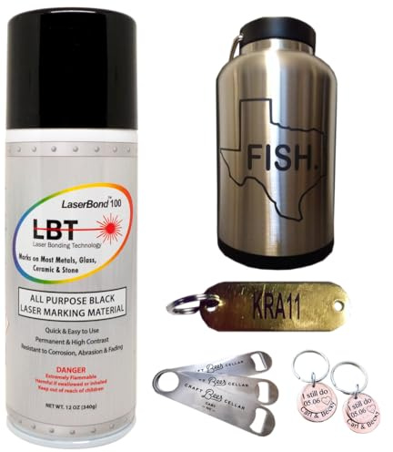 LaserBond 100 Aerosol Black Laser Marking Spray 12 oz, Compatible with CO2 Fiber Diode and YAG Laser Engravers, Permanent Marks on Metal Glass Stone and Ceramic