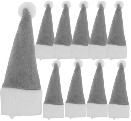24Pcs Christmas Little Santa Hat Decorations Christmas Santa Hats Silverware Holders Wine Bottle Cap Xmas Tableware Covers Candy Pouch for Holiday Festival Party Supplies (Grey)