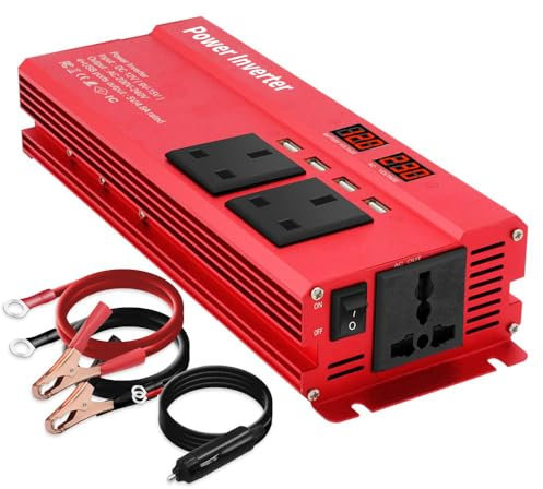 LVYUAN Power Inverter 2000W DC 12V to 240V AC Car Converter with 4 USB 3 AC Sockets Car Adapter With LED Display for Travel Camping RV Truck
