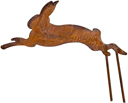 B2S BACK2SEASON Metall Stecker Hase Hüpfer Edelrost Rostfigur Gartenstecker L=32cm