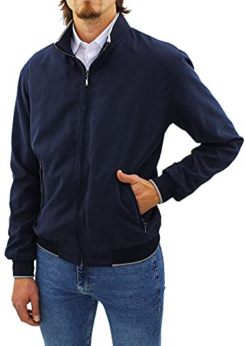 Giubbotto Scamosciato Uomo Primaverile Giacca a Vento in Camoscio Regular Fit (Blu, 3XL, 3x_l)