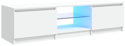 vidaXL TV Schrank mit LED-Leuchten Lowboard Sideboard Fernsehschrank Fernsehtisch TV Möbel Tisch Board HiFi-Schrank Weiß 140x40x36cm