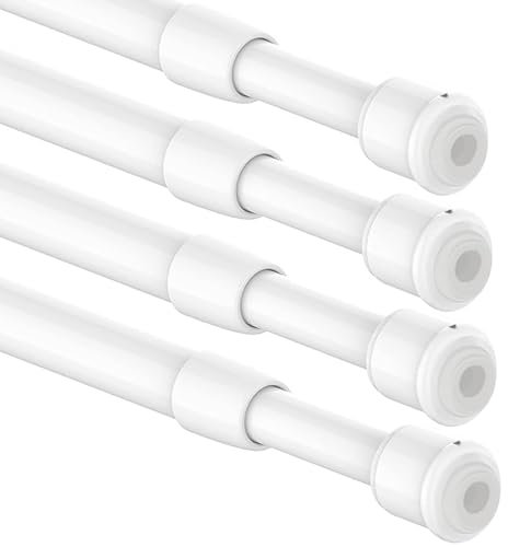 Aiitomg 4 Stücks Klein Spannstange ohne Bohren, Vorhangstange ohne Bohren, Klemmstange Vorhang für Store, Schrank, Kleiderschrank (70-120CM,Φ7.6&9.6mm)