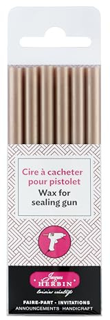 Jacques Herbin 35803T - Pack of 6 sealing wax sticks - Made for wax gun - rose gold colour - Manufactured in France - Creative Art Tool - Correspondence