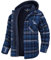 MAGCOMSEN Herren Kapuze Kariertes Hemd Plaid Fleece Jacke Winter Frühling Flanellhemd Verdickt Outdoor Freizeithemd Herren Gesteppte Gefütterte Hemdjacke Hoodie Longsleeve Thermohemd Blau Grau M
