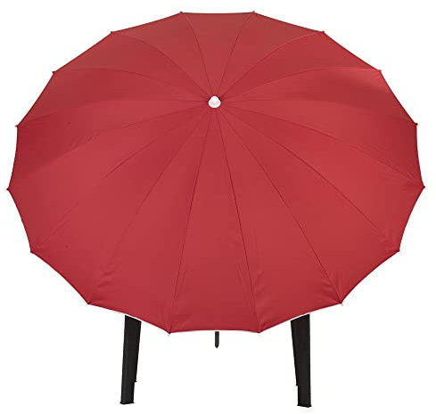 URBNLIVING Parasol rond Shanghai 2,4 m pour extérieur, jardin, terrasse, parasol inclinable 50+ protection, Rouge, L