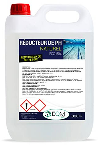 EQM - ECO-504 - Reductor de pH Natural para Piscina y SPA - 5L - Ajusta y Regula el pH de tu Piscina - 100% Natural - Respetuoso con tu Piel