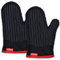Coziselect Oven Mitts Set - Heat Resistant Cotton Mitts 500 Degrees, Kitchen Gloves for Cooking Grill, Black Heavy Duty Thick