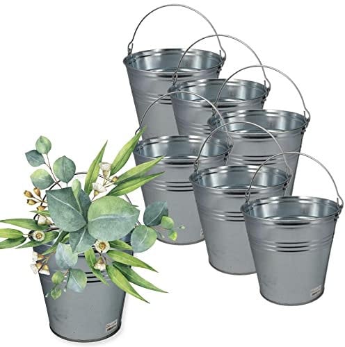 Zinkeimer Blecheimer verzinkt Wassereimer Metall Deko Asche Pflanzen Eimer 10 Liter 6 St.